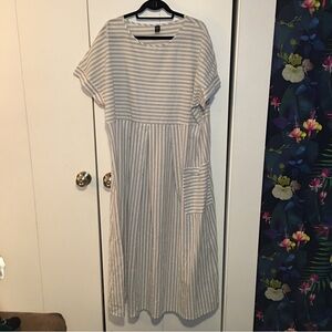Emery Rose One Pocket Striped Dress Gray and White Size 3X Preowned